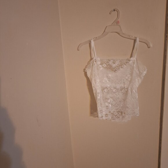 sheer lace top spaghetti strap bra white - Picture 3 of 7